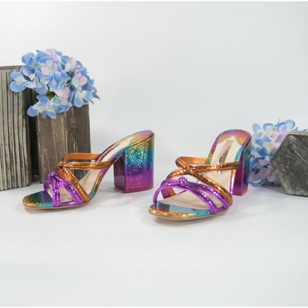 Sophia Webster Freya Rainbow Leather Mid Mules - Picture 3 of 8